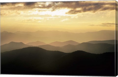 Framed Sunset Mountains Along Blue Ridge Parkway, North Carolina Print