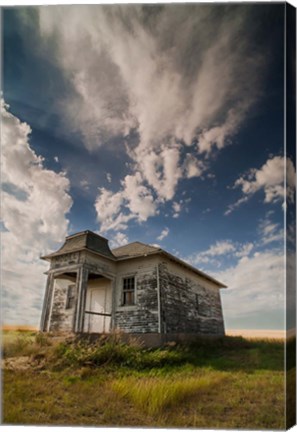 Framed Abandoned Township Hall On The North Dakota Prairie Print