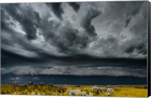 Framed Lightening Strike On The Dakota Plains Print