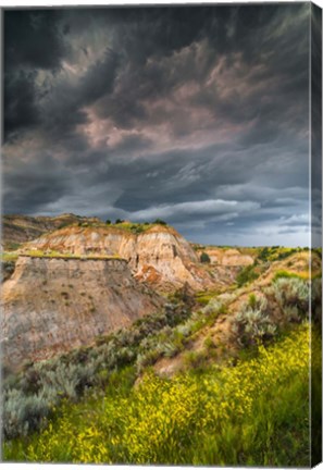 Framed Thunderstorm Approach On The Dakota Prairie Print