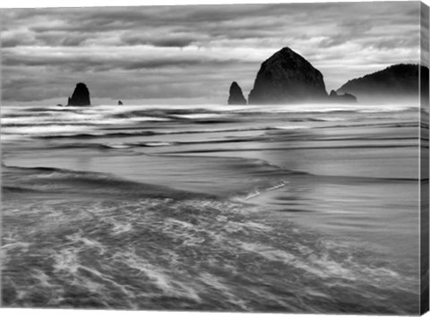 Framed Cannon Beach, Oregon (BW) Print