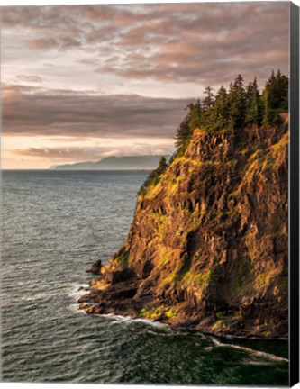 Framed Cape Meares State Park At Sunset, Oregon Print