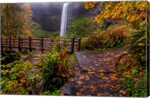 Framed South Falls In Autumn, Oregon Print