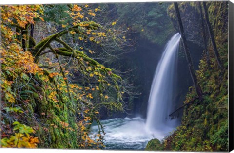 Framed Autumn At Metlako Falls On Eagle Creek, Oregon Print