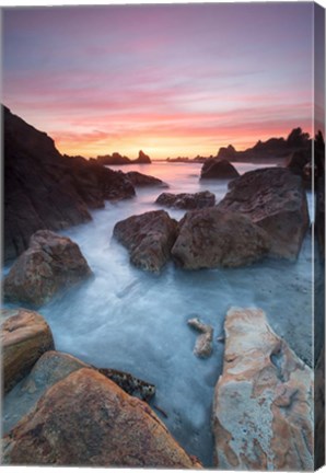 Framed Soft Sunset And Incoming Tide At Harris Beach State Park, Oregon Print