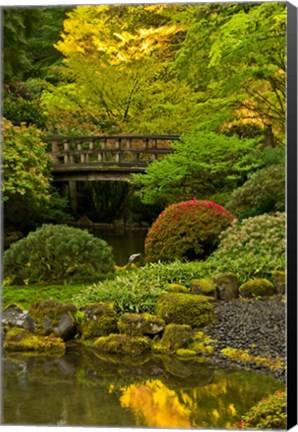 Framed Moon Bridge, Portland Japanese Garden, Oregon Print