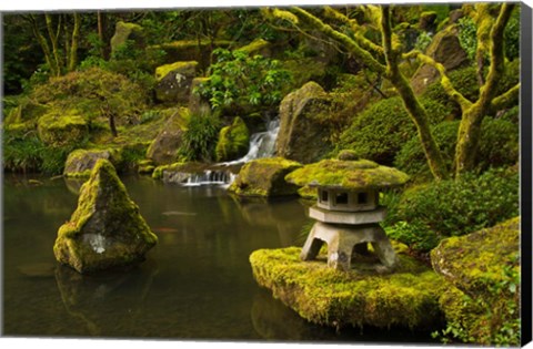 Framed Portland Japanese Garden Pond, Oregon Print