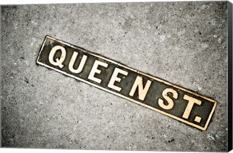 Framed Queen St Sign, Charleston, South Carolina Print