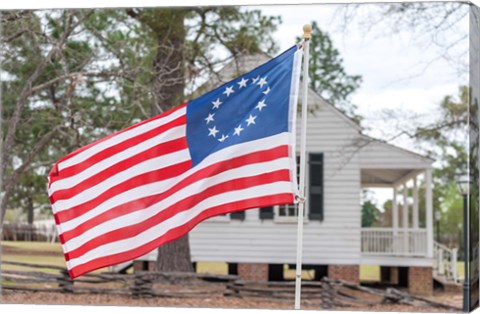 Framed Betsy Ross Flag At The Craven House In Historic Camden, South Carolina Print