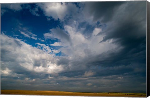 Framed Massive Summer Cloud Formations Over Wheat Fields Print