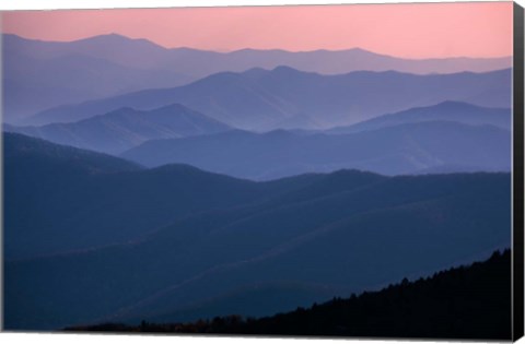 Framed Great Smoky Mountains National Park  Ridges At Sunset Print