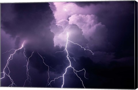 Framed Composite Of Cloud-To-Cloud Lightning Bolts Print