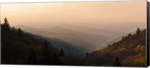 Framed Sunrise Panorama In The Great Smoky Mountains National Park Print