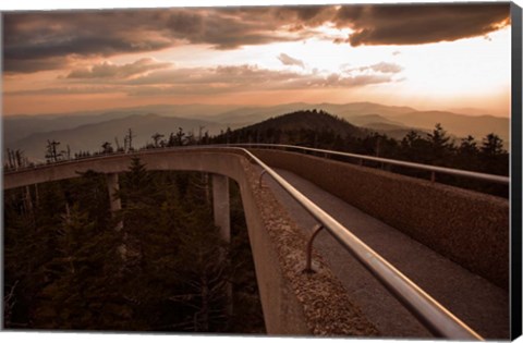 Framed Sunset Over Walkway In The Great Smoky Mountains National Park Print