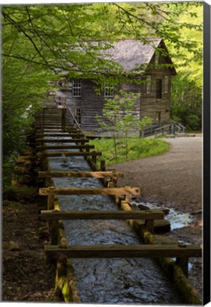 Framed Wooden Flume Directs Water Towards Mingus Mill Print