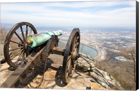 Framed Cannon Perched On Lookout Mountain, Tennessee Print