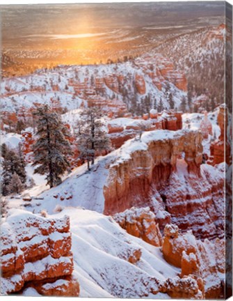 Framed Sunrise Point After Fresh Snowfall At Bryce Canyon National Park Print