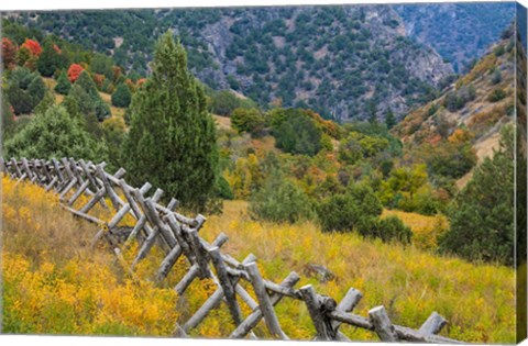 Framed Fence And Meadow Landscape, Utah Print