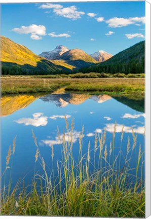 Framed Reflective River With The Wasatch Mountains, Utah Print