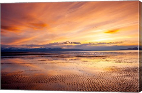 Framed Sunset Over The Great Salt Lake, Utah Print