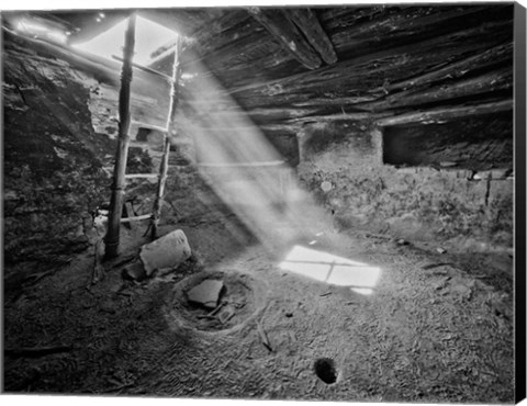 Framed Ancient Kiva On, Cedar Mesa, Utah (BW) Print