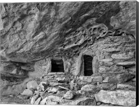 Framed Ancient Granary Slickhorn Canyon, Cedar Mesa, Utah (BW) Print