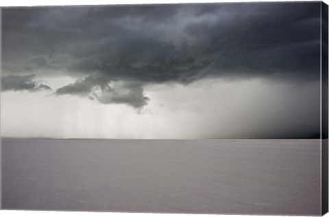 Framed Approaching Thunderstorm At The Bonneville Salt Flats, Utah (BW) Print