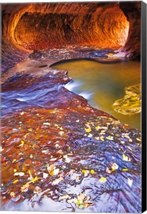 Framed Subway Along North Creek With Fallen Leaves, Utah Print