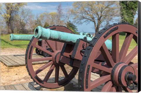 Framed Cannon On Battlefield, Yorktown, Virginia Print