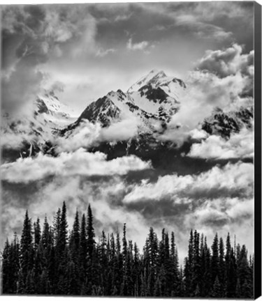 Framed Mount Carrie And Carrie Glacier, Washington (BW) Print