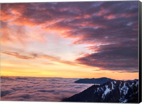 Framed Dawn On Hurricane Ridge Road, Washington Print