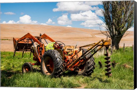 Framed Tractor Used For Fence Building, Washington Print