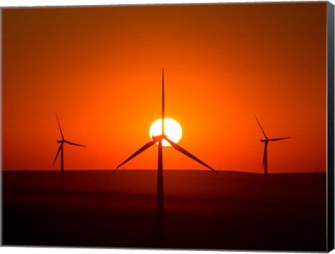 Framed Windmills At Sunset, Washington Print