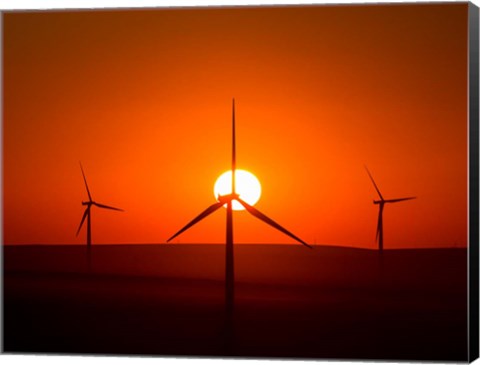 Framed Windmills At Sunset, Washington Print