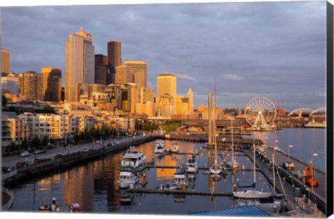 Framed Seattle Skyline From Pier 66, Washington Print