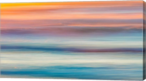 Framed Abstract Of Sunset And Ocean,, Cape Disappointment State Park Print