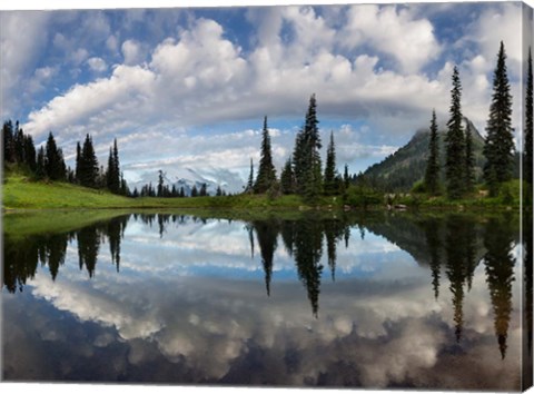 Framed Mt Rainier And Clouds Reflecting In Upper Tipsoo Lake Print