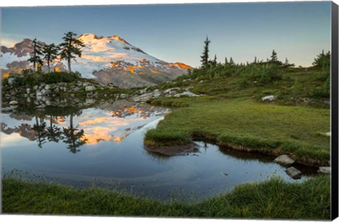 Framed Mt Baker Reflecting In A Tarn On Park Butte Print