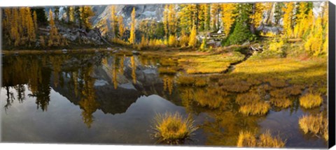 Framed Panorama Of Mt Stuart Reflects In A Tarn Near Horseshoe Lake Print