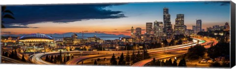 Framed Sweeping Sunset View Over Downtown Seattle Print