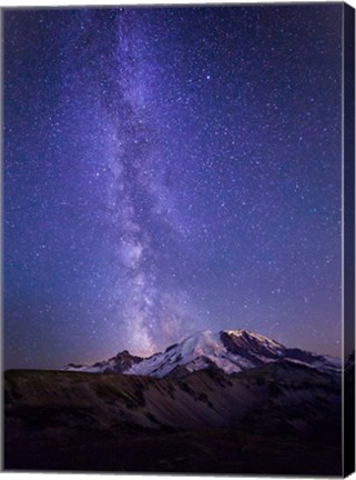 Framed Stars And The Milky Way Above Mt Rainier And Burroughs Mountain Print