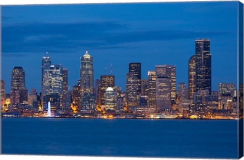 Framed Seattle Skyline View Over Elliott Bay Print