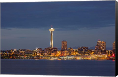 Framed Seattle Skyline At Dusk Print