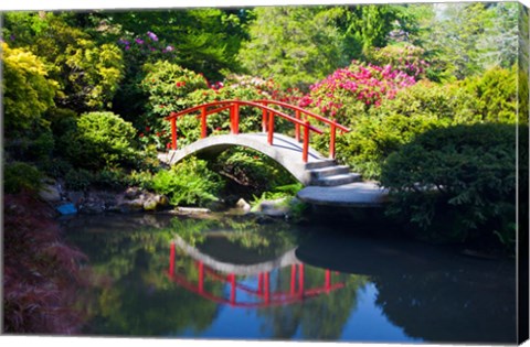 Framed Moon Bridge In The Kubota Gardensm Washington State Print