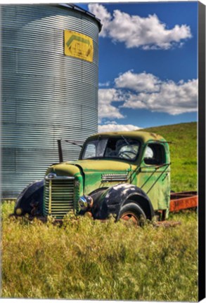 Framed Silo With Old Field Truck Print