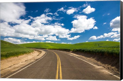 Framed Backroad Through The Green Fields Of Washington Print