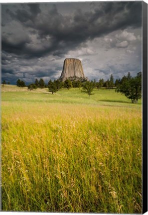 Framed Approaching Thunderstorm At The Devil&#39;s Tower National Monument Print