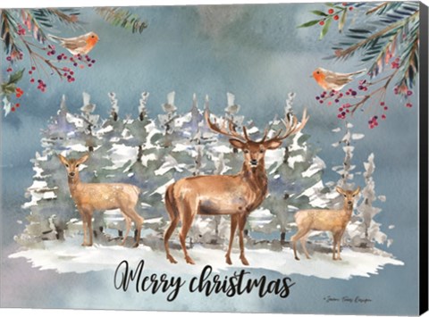 Framed Merry Christmas Deer Print