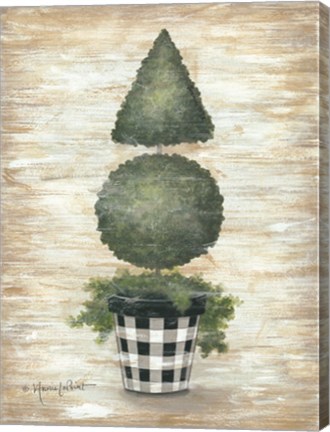 Framed Gingham Topiary Cone Print