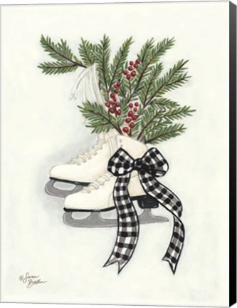 Framed Vintage Winter Ice Skates Print